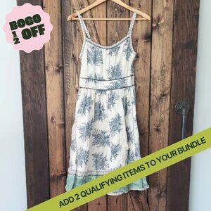 Monsoon Blue and Green Floral Midi Dress